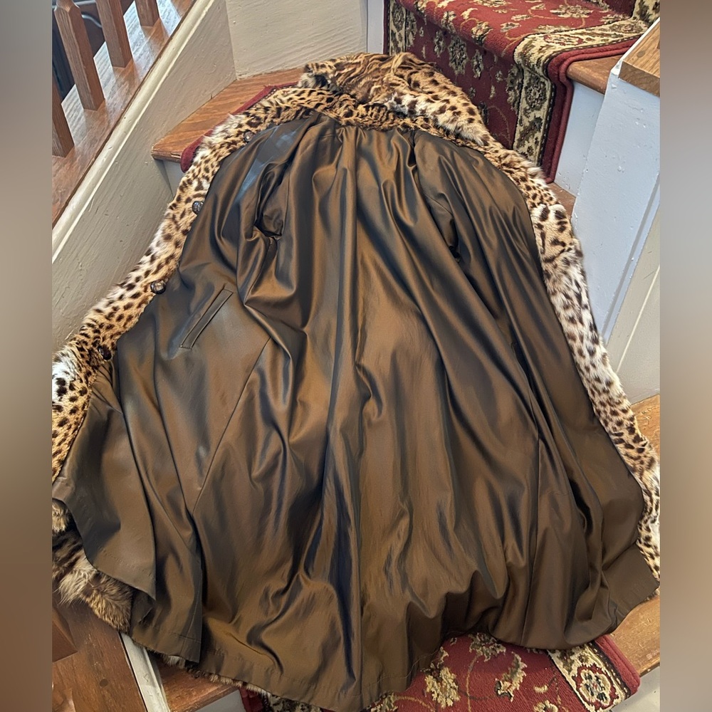 Spotted Fur Coat Hooded /Swing Style - Picture 3 of 4